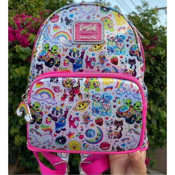 Loungefly x Lisa Frank Prism Holographic Iridescent Mini Backpack